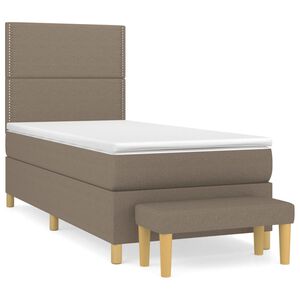 vidaXL Sommier &agrave; lattes de lit avec matelas Taupe 90x200 cm Tissu