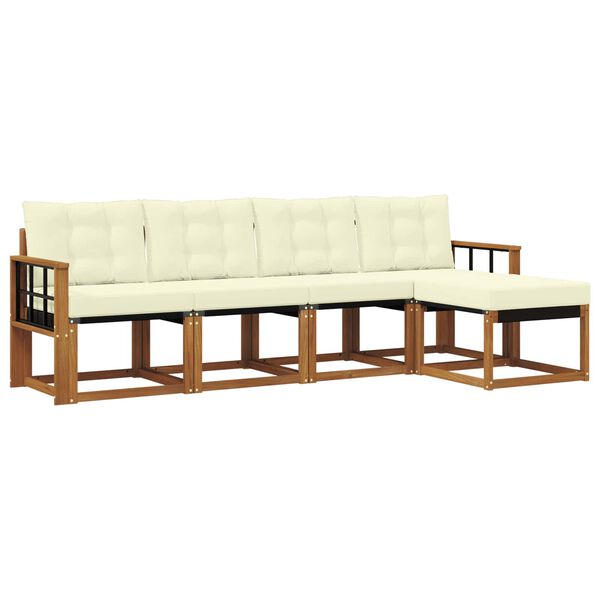 vidaXL Ensemble de canap&eacute;s d'ext&eacute;rieur 5 pcs Naturel et Cr&egrave;me