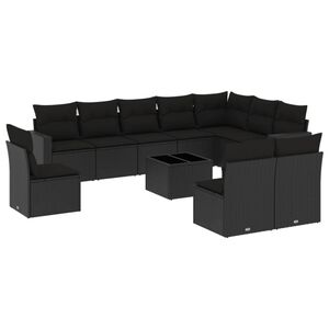 vidaXL Salon de jardin 11 pcs avec coussins noir r&eacute;sine tress&eacute;e