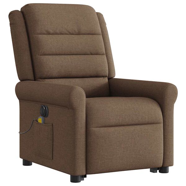 vidaXL Fauteuil inclinable de massage &eacute;lectrique Marron Tissu