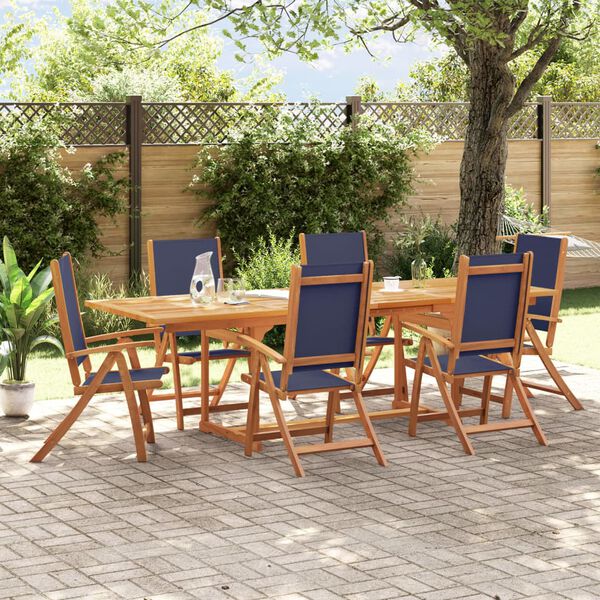 vidaXL Ensemble &agrave; Manger de jardin 7pcs bois d'acacia solide textil&egrave;ne