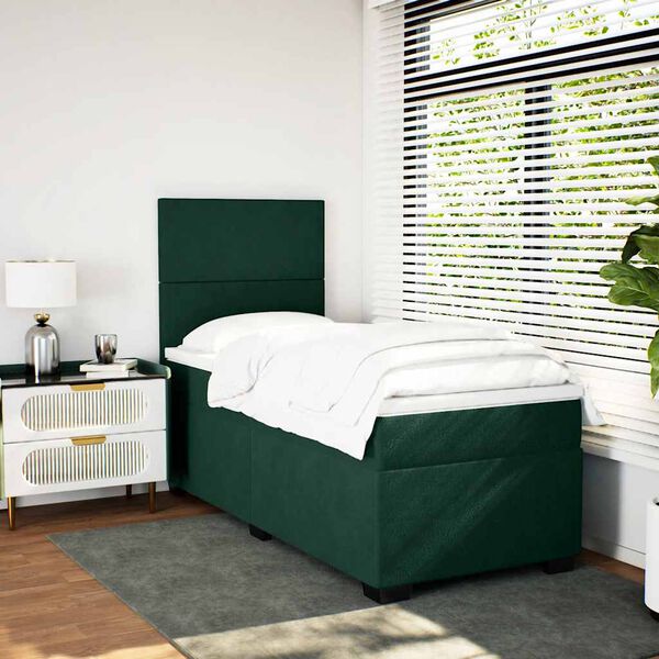 vidaXL Sommier &agrave; lattes de lit avec matelas Vert fonc&eacute; 90x190 cm