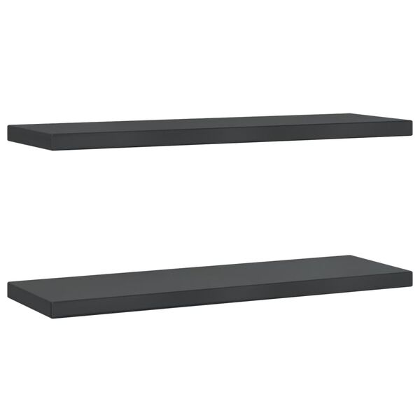 vidaXL &Eacute;tag&egrave;res murales 2 pcs 75x23,5x3 cm noir acier inoxydable