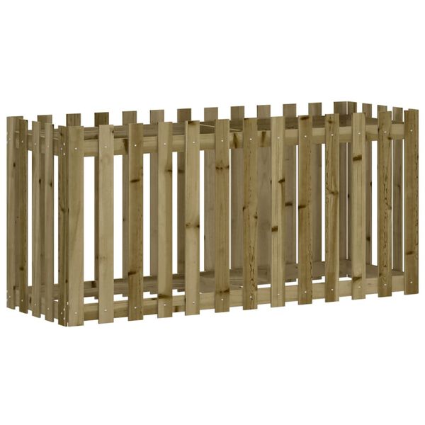 vidaXL Lit sur&eacute;lev&eacute; de jardin design de cl&ocirc;ture bois de pin impr&eacute;gn&eacute;
