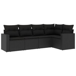 vidaXL Salon de jardin 5 pcs avec coussins noir r&eacute;sine tress&eacute;e