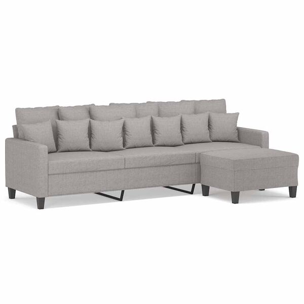vidaXL Canap&eacute; &agrave; 3 places avec repose-pieds Gris clair 210 cm Tissu