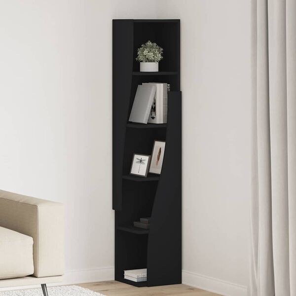 vidaXL Meuble d'angle Noir 27,5x27x140cm Bois d'ing&eacute;nierie