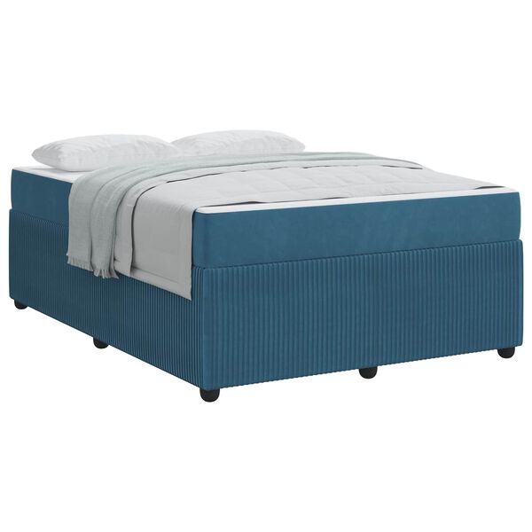 vidaXL Cadre de lit avec matelas Bleu 140 x 200 cm tissu
