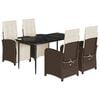 vidaXL Ensemble &agrave; manger de jardin 5 pcs et coussins marron poly rotin