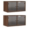 vidaXL Armoires murales portes vitr&eacute;es 2 pcs ch&ecirc;ne marron 68,5x37x35cm