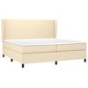 vidaXL Sommier &agrave; lattes de lit avec matelas Cr&egrave;me 200x200 cm Tissu
