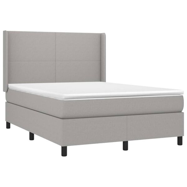vidaXL Sommier &agrave; lattes de lit matelas LED Gris clair 140x200 cm Tissu