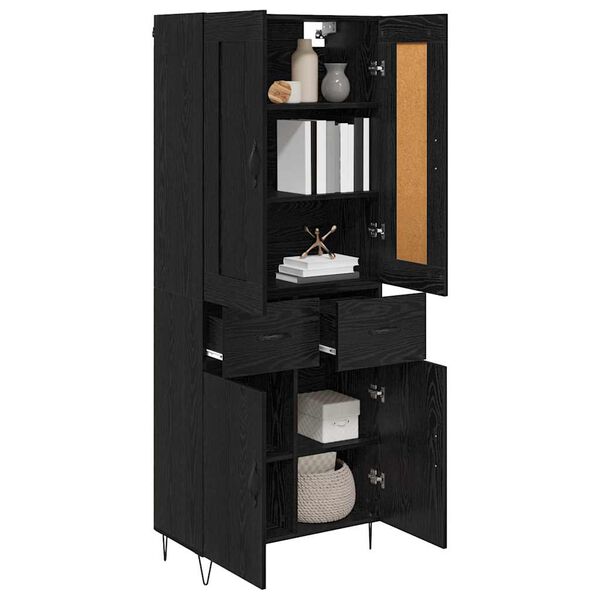 vidaXL Haut Armoire Ch&ecirc;ne noir 69,5 x 34 x 180 cm Bois d'ing&eacute;nierie