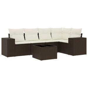vidaXL Salon de jardin avec coussins 6 pcs marron r&eacute;sine tress&eacute;e