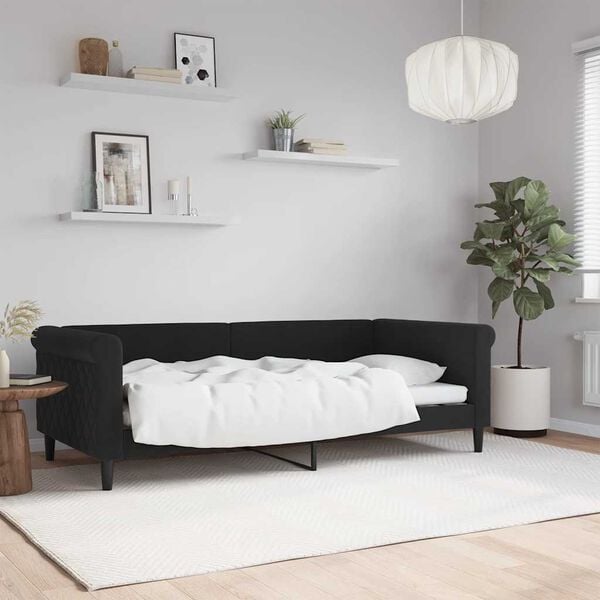vidaXL Lit de repos sans matelas noir 90x190 cm velours