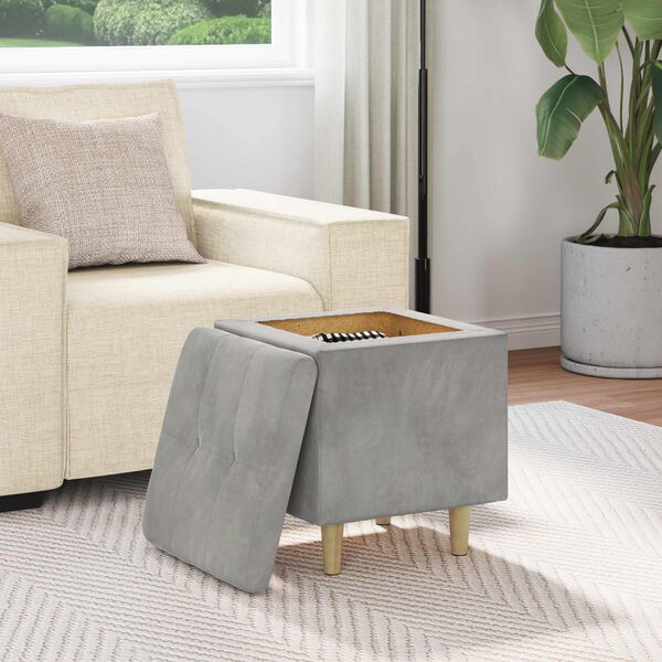 vidaXL Pouf de rangement Gris clair 40 x 40 x 45 cm Velours