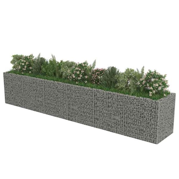 vidaXL Lit sur&eacute;lev&eacute; &agrave; gabion Acier galvanis&eacute; 540x90x100 cm
