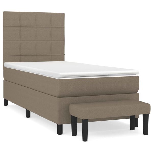 vidaXL Sommier &agrave; lattes de lit avec matelas Taupe 90x200 cm Tissu