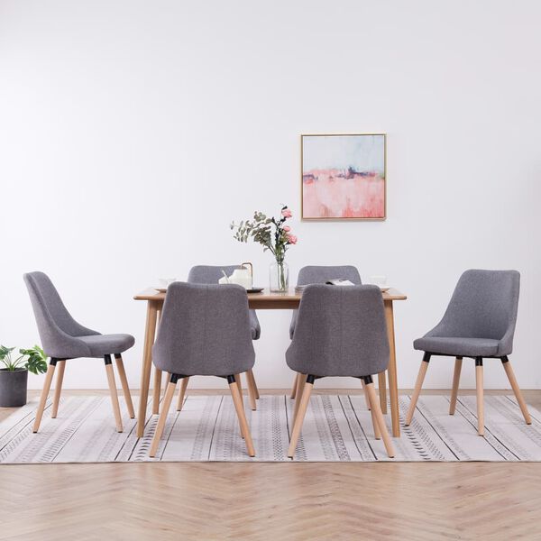 vidaXL Chaises &agrave; manger lot de 6 gris clair tissu