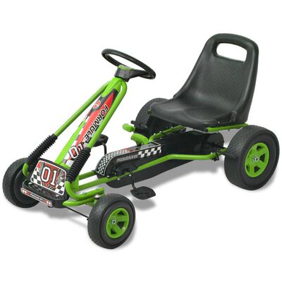 vidaXL Kart à pédale avec siège ajustable Vert