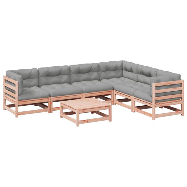 vidaXL Salon de jardin 7 pcs et coussins bois massif sapin de douglas