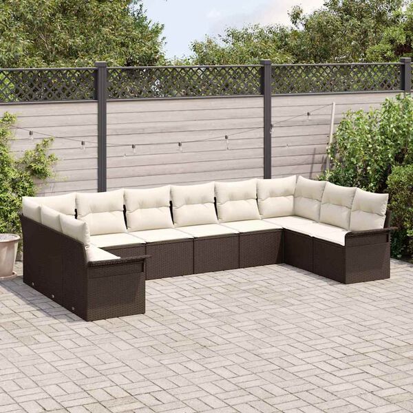 vidaXL Ensemble de canap&eacute; de jardin 10 pcs Marron polyrotin
