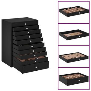 vidaXL Coffret &agrave; bijoux 10 niveaux porte-montres noir 29x20,5x40,5 cm