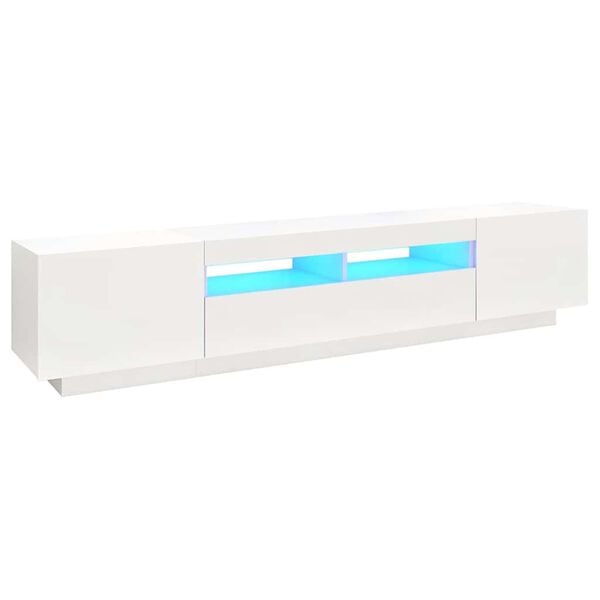 vidaXL Meuble TV avec lumières LED Blanc 200x35x40 cm