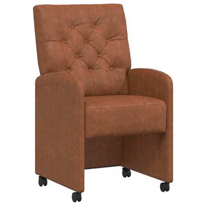 vidaXL Chaises de Salle &agrave; Manger avec Roues 2 pc Faux cuir Marron