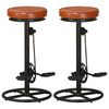 vidaXL Tabourets de bar lot de 2 noir/marron cuir v&eacute;ritable de ch&egrave;vre