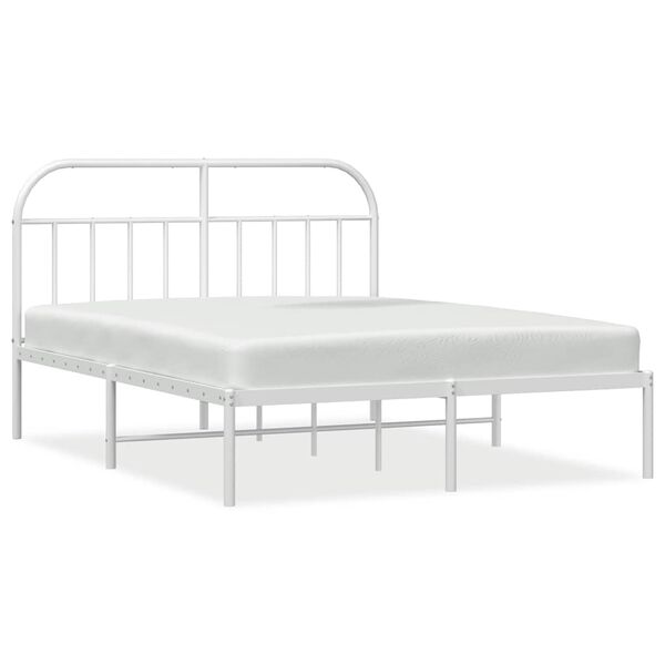 vidaXL Cadre de lit m&eacute;tal sans matelas et t&ecirc;te de lit blanc 183x213 cm