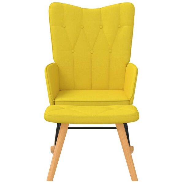 vidaXL Chaise &agrave; bascule avec tabouret Jaune moutarde Tissu