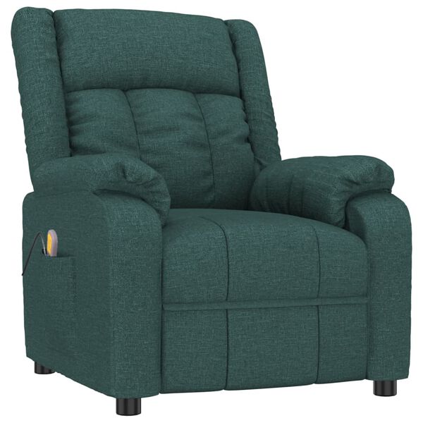 vidaXL Fauteuil de massage Vert fonc&eacute; Tissu
