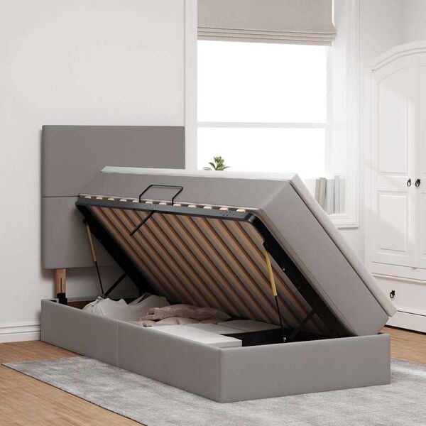 vidaXL Lit avec rangement et LED avec LED Taupe 90 x 200 cm Polyester