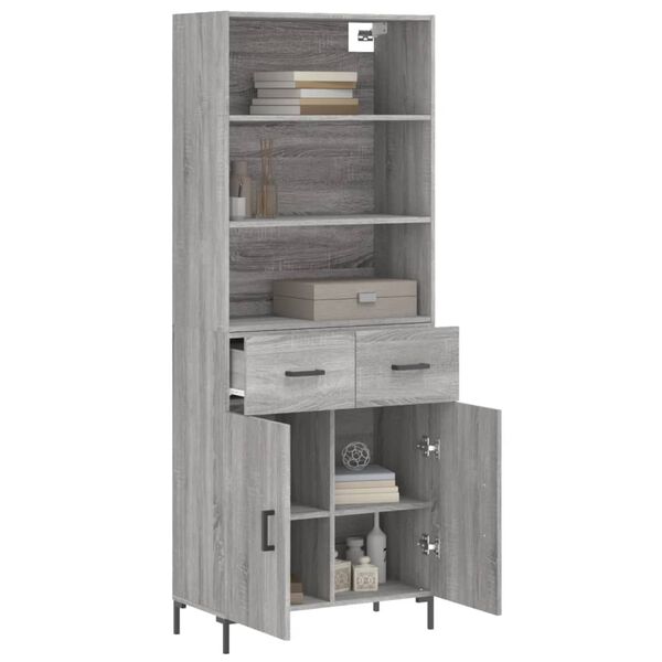 vidaXL Buffet haut Sonoma gris 69,5x34x180 cm Bois d'ing&eacute;nierie