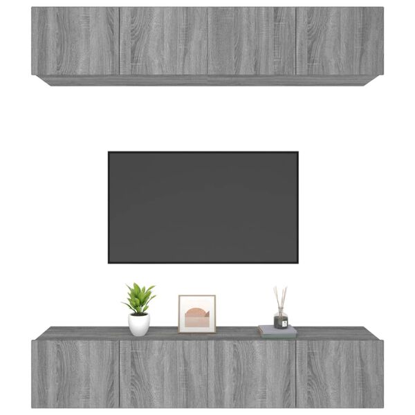 vidaXL Meubles TV 4 pcs sonoma gris 80x30x30 cm bois d'ingénierie