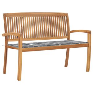vidaXL Banc de jardin empilable et coussin 128,5cm Bois de teck massif