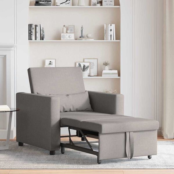 vidaXL Canapé Lit Simple avec des roues Taupe 90 x 165 x 87 cm tissu