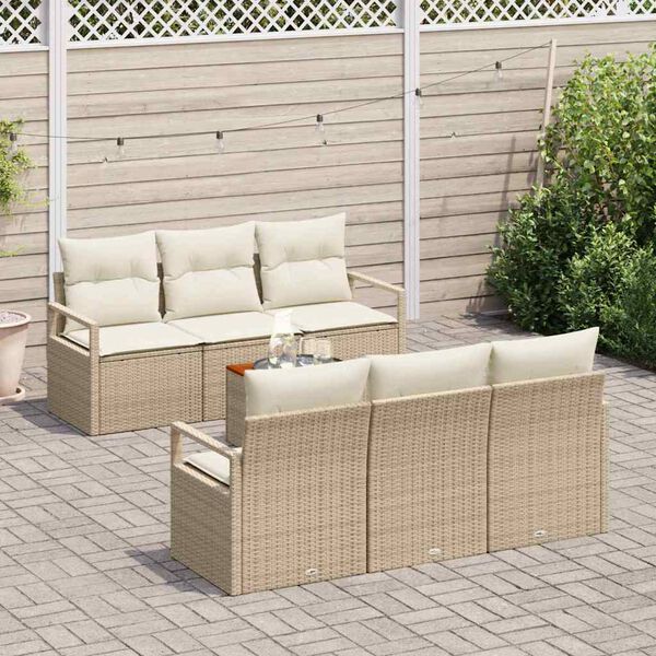 vidaXL Ensemble de canapé de jardin 7 pcs Beige et blanc