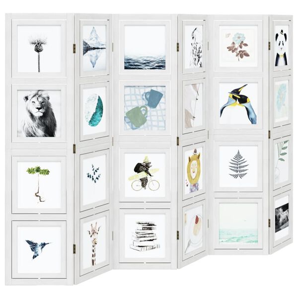 vidaXL Cloison de s&eacute;paration 6 panneaux blanc bois de paulownia massif