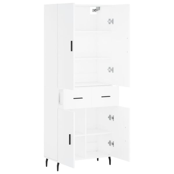 vidaXL Buffet haut Blanc 69,5x34x180 cm Bois d'ing&eacute;nierie
