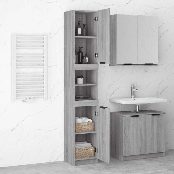 vidaXL Armoire de bain Sonoma gris 32x34x188,5 cm Bois d'ing&eacute;nierie