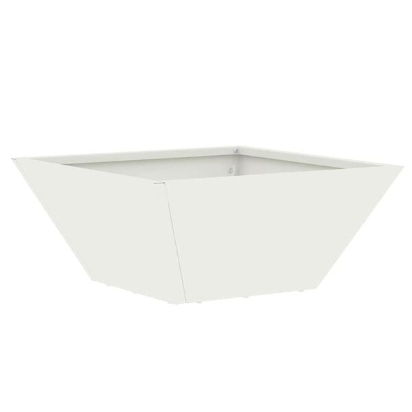vidaXL Cache-pot de jardin Blanc 35 x 35 x 15 cm Acier laminé à froid