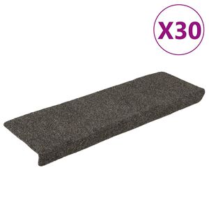 vidaXL Tapis d'escalier autocollants 30 pi&egrave;ces 65 x 21 x 4 cm Anthracite Bord rectangulaire