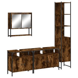 vidaXL Ensemble de meubles de salle de bain 4 pcs Ch&ecirc;ne fum&eacute; Bois