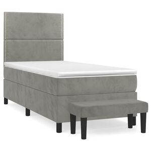 vidaXL Sommier &agrave; lattes de lit et matelas Gris clair 80x200 cm Velours