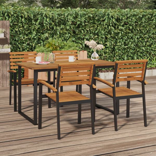 vidaXL Table de jardin et pieds en forme de U 140x80x75 cm bois acacia