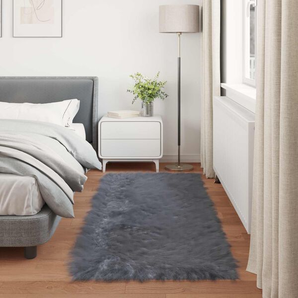 vidaXL Tapis en fausse Tafalla Anthracite 80 x 200 cm Polyester