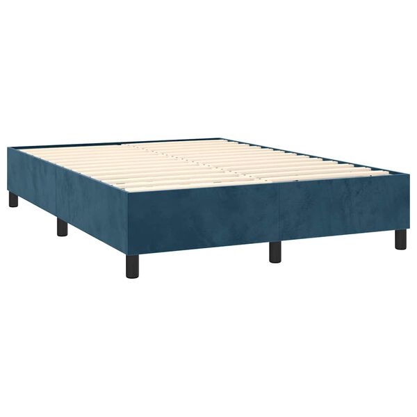 vidaXL Sommier &agrave; lattes de lit et matelas Bleu fonc&eacute; 140x190cm Velours