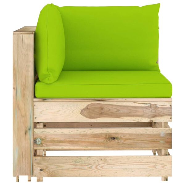 vidaXL Salon de jardin 7 pcs avec coussins Bois impr&eacute;gn&eacute; de vert